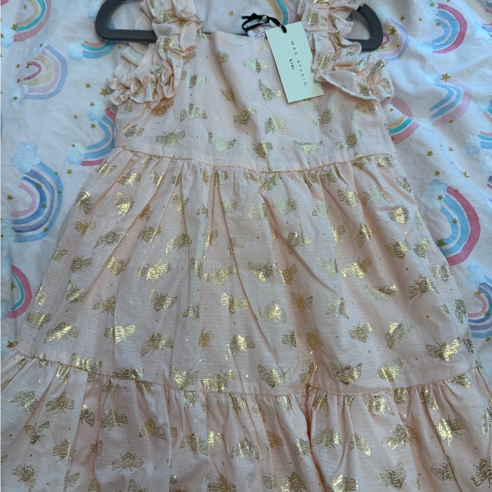 Max Studio Pink Dress with Gold Butterflies